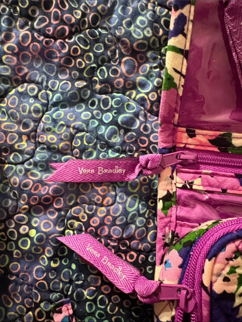 Quilted Floral Crossbody Pouch - Pink & Purple